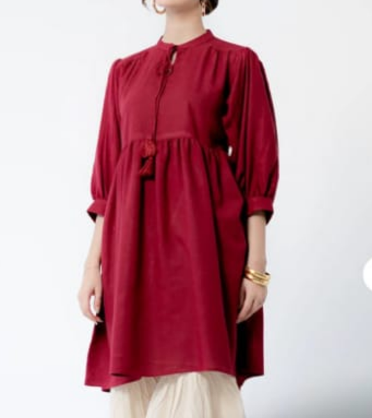 Beautiful maroon dress, Ayudia (Winter) | Flared Cut